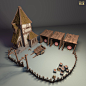 SQUARE WAR, ZC WANG : Personal project, compose a small architectural scene exercise, and finally use a blender to render