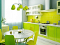 yellow and green kitchen