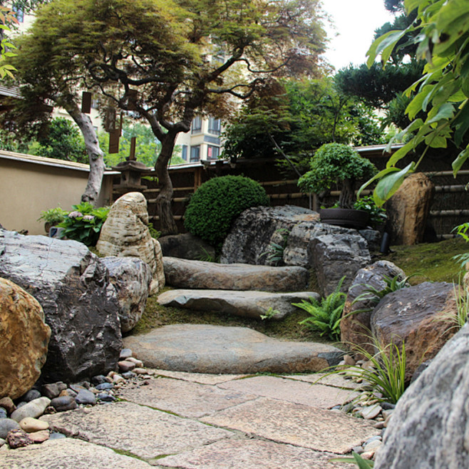 日式庭院景石石头摆件自然原生态奇石原生造...