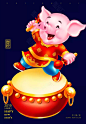 2019卡通猪 猪年 春节 新年 生肖猪