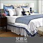 梵廊朵高端样板房间家居软装摆件床上用品多件套床品现代简约蓝-淘宝网