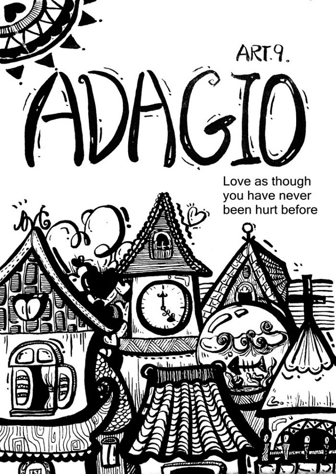 adagio 线稿 黑白 手绘