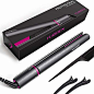 Professional Hair Straightener, Flat Iron for Hair Styling: 2 in 1 Tourmaline Ceramic Flat Iron for All Hair Types with Rotating Adjustable Temperature and Salon High Heat 250℉-450℉, 1 Inch, Grey