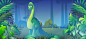 Free vector cute dinosaur diplodocus in jungle