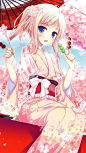 ✮ ANIME ART ✮ anime. . .kimono. . .obi. . .ribbon. . .parasol. . .food. . .kanzashi. . .hair ornament. . .sakura. . .cherry blossom. . .cute. . .kawaii