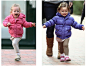 Tabitha and Loretta Broderick (twins of Sarah Jessica Parker and Matthew Broderick) in matching Puffy Coats from Appaman