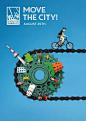 马拉松：每年约有10,000人参加这项自行车骑行活动，广告人McCann Vilnius为一年一度的Velo马拉松制作了这个创意十足的广告，设计者来自立陶宛，他极具创意的将城市地标放到了自行车的齿轮上，这很好的响应了活动口号--Move the City。