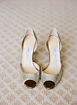 Silver Wedding Pumps--The bride walked down the aisle in sparkling, peep-toe heels. 