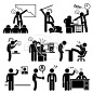 Angry Boss Abusing Employee Stick Figure Pictogram Icon