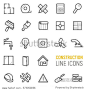 Construction icons set. Vector flat line illustrations.