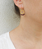 Summer SALE - Gold loop earrings, Gold garnet earrings, January birthstone