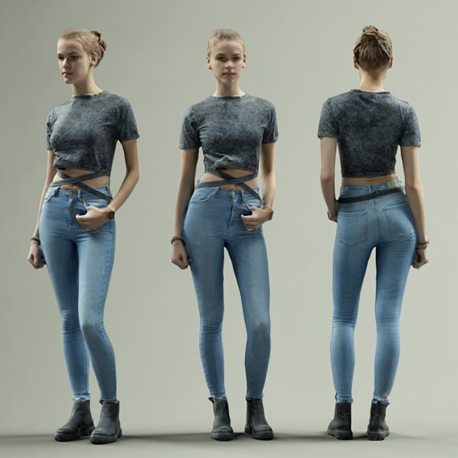 Jeans Girl Posing, P...