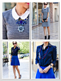 Weekend fit list and fab list, fitness tips, holiday shopping list, J.Crew jewelry, J.Crew Peter Pan collar dress, J.Crew necklace, Tibi Piper boots, blue pumps, skate skirt in blue, Tibi skate skirt, Peter Pan fashion, J.Crew Peter Pan style