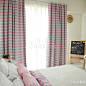 粉红条纹卧室窗帘图片