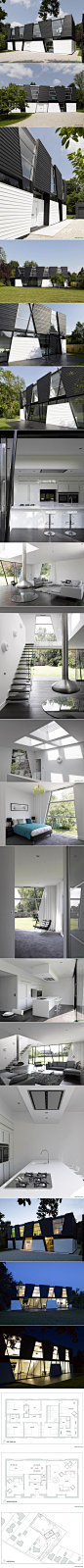【崔西住宅】Matthew Heywood 设计，位于英国。黑白色调的建筑外观，独具立体几何感。没有了炫彩与缤纷，带来了简约与宁静。http://bit.ly/19eHat1