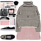A fashion look from December 2015 featuring long sleeve sweaters, pink skirt and flat shoes. Browse and shop related looks.