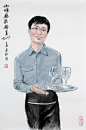 【朱刚画劳模】-----劳动光荣圆梦浦东  
  齐鲁万怡餐饮部咖啡厅服务员蒋志浩