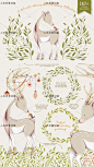 手绘卡通大象兔子梅花鹿花环圣诞背景图案png AI设计素材png103-淘宝网