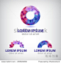 vector abstract circle round crystal colorful icon, logo set isolated