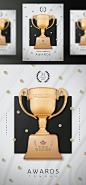 [模库]成功奖杯  金色点缀简约背景 企业年度表彰宣传海报_平面素材_海报