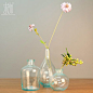 求饰 北欧水滴透明玻璃气泡花瓶 简约办公桌水培植物小清新花器的图片