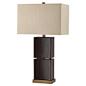 Lyra Regency Brown Leather Brass Table Lamp