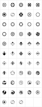 Rotata Mysticons were designed by Hellmut G. Bomm in 2004, released by URW of Germany. An interesting collection of icons and symbols in various styles, with a slight hint of Art Deco.:
