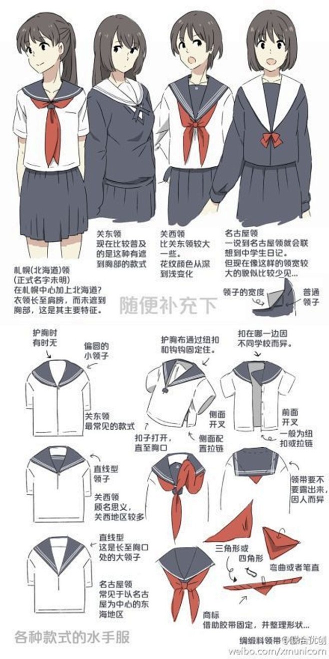 【绘画教程】小科普【水手服的款式】校服神...