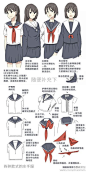 【绘画教程】小科普【水手服的款式】校服神马的，绅士们的最爱之一就是水手服~~~都快点戳进来看看你们都认得几种来的，然后！然后！然后不要盯着最后那位妹子的手啦！！！…………位置好奇怪……_(:з」∠)_