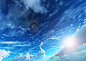 Anime 1600x1130 blue sky clouds