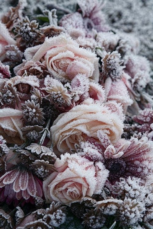  冬季冻玫瑰