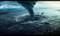 General 1280x768 Desktopography Natural Disaster hurricane water digital art tornado sea ship palm trees