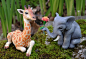 Elephant and Giraffe Wedding Cake Topper by gummiberri