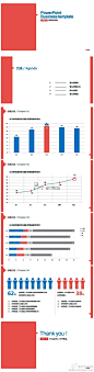 红蓝配色，简约风格，给人一种时尚商务感又不失严谨的PPT模板。 #经典# #色彩#