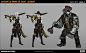 Overwatch|McCree animated short , Jungah Lee : Concept art done for McCree animated short. Some early version of Ashe / B.O.B and Deadlock gang.