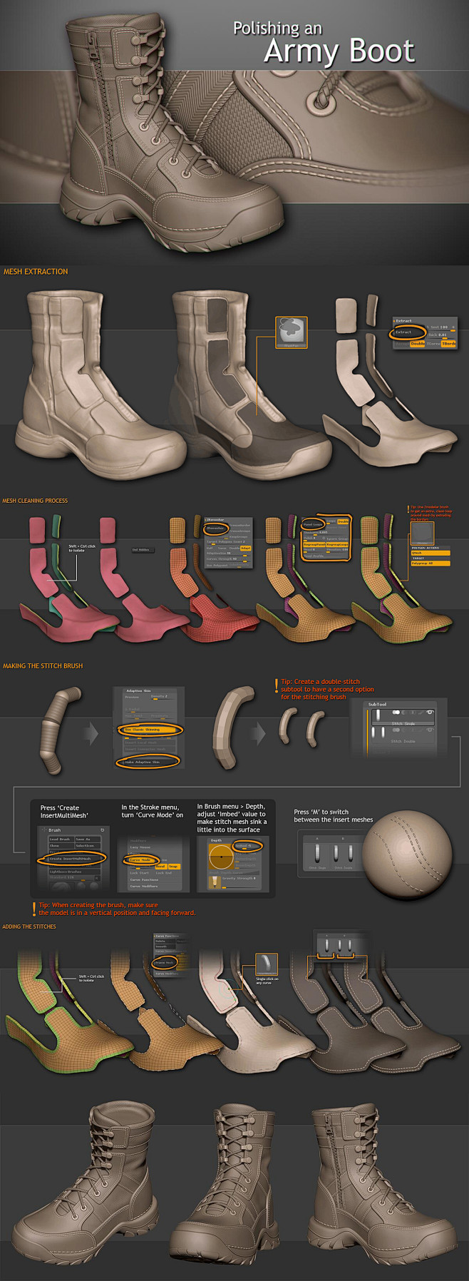 zbrush鞋线教程