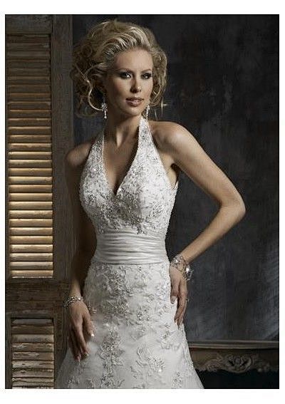 v-neck wedding dress...