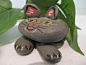 VTG KAREN'S KRAFTS CAT PET ROCK HAND MADE AND PAINTED - VERY ORIGINAL & UNIQUEU