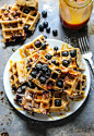 Homemade Browned Butter Blueberry Waffles