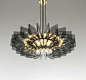 Anonymous; Glass and Brass Ceiling Light by Fontana Arte, 1950s.: 