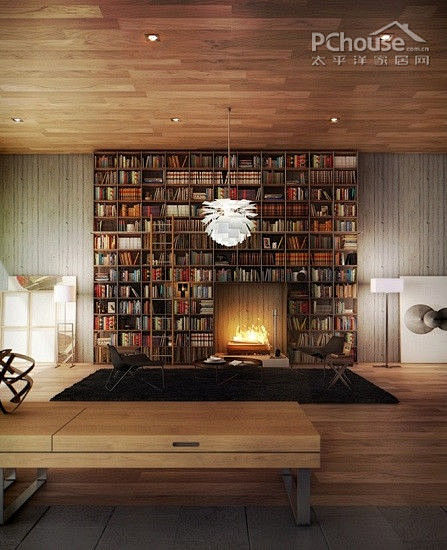 壁炉上的书架