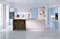 Macaroon CGI kitchens : Always looking to keep their range fresh, our client [Wren] wanted to create some beautiful, chic, Parisian inspired kitchen spaces for their new range of pastel colours. The CG kitchens below are the result of a few months design 