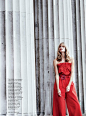 Julia Stegner is 'The Woman in Red' for Harper's Bazaar UK : Julia Stegner graces the pages of Harper’s Bazaar UK’s April 2017 issue. The German model looks red-hot in crimson styles from the spring collections. Photographed by Regan Cameron, Julia stands