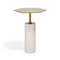 • 16"dia x 19"h • White granite with antique brass top • Made in India$700 on sale: 