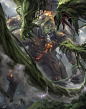 World of Warcraft Chronicle 2: Chapter 1 Primordial Draenor , Abe Taraky : Grond fighting a giant plant kaiju.
