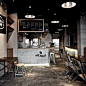 Mex Out, Far East Square, Singapore. Urban industrial setting, with lots of bare concrete brightened up by a nice logo and some educational drawing, dark characterful wood furniture topped off with big fat metal pendant lights above.: 
