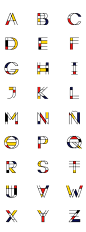 Mondrian | Free Font : Type inspired in Mondrian.字体设计 字形 字体二次修改设计 艺术字体设计 英文字体 中文字体 美术字设计