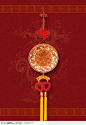 中国传统元素中国结玉佩龙纹模板