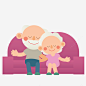 一对坐在沙发上的夫妇ai免抠素材_新图网 https://ixintu.com 退休 家庭 老年夫妇 老年人 老年夫妇的生活 老伴俩 扁平化 矢量图