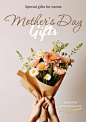 其中包括图片：Download premium png of Mother's day gifts poster template, editable text and design about paper, rose, hand, flowers, and plant 12603212